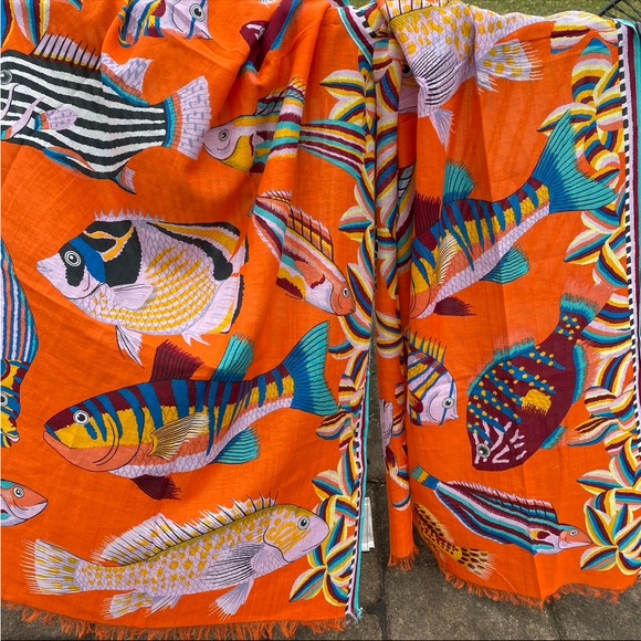 NWT Inoui Editions Tuba Fish Cotton Scarf - Picture 2 of 3